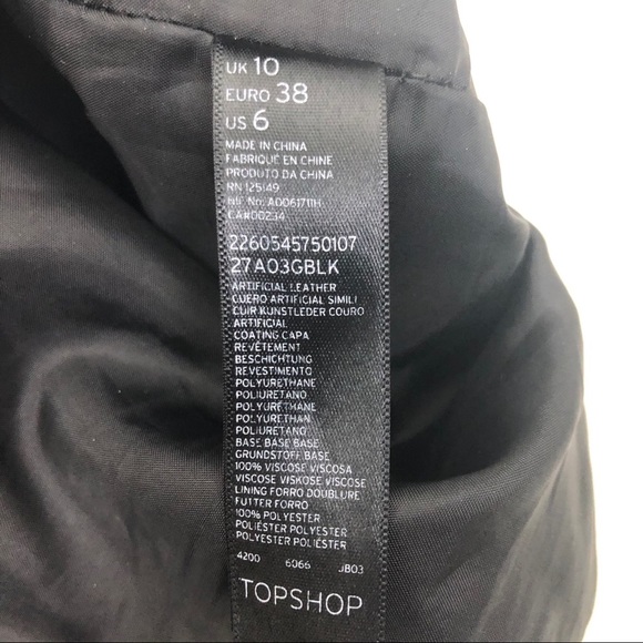 TOPSHOP- Black faux leather mini skirt size: US 6 - Picture 7 of 8